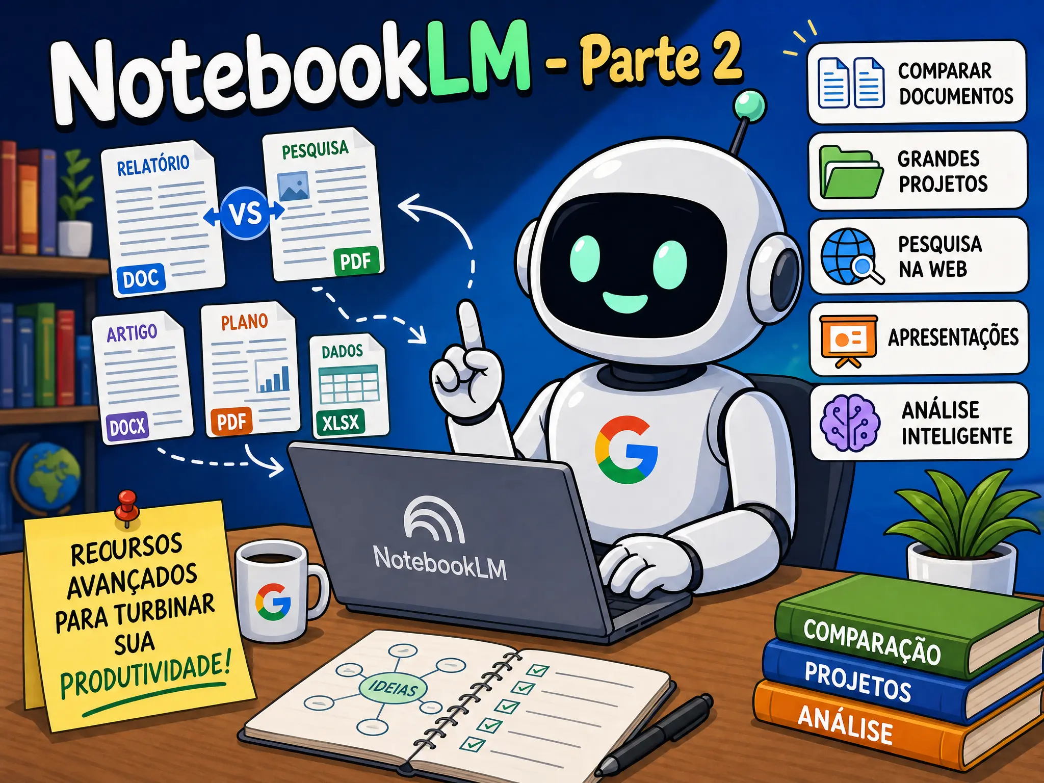 NotebookLM: Guia Completo (Parte 2) – Recursos Avançados e Técnicas para Produzir Muito Mais