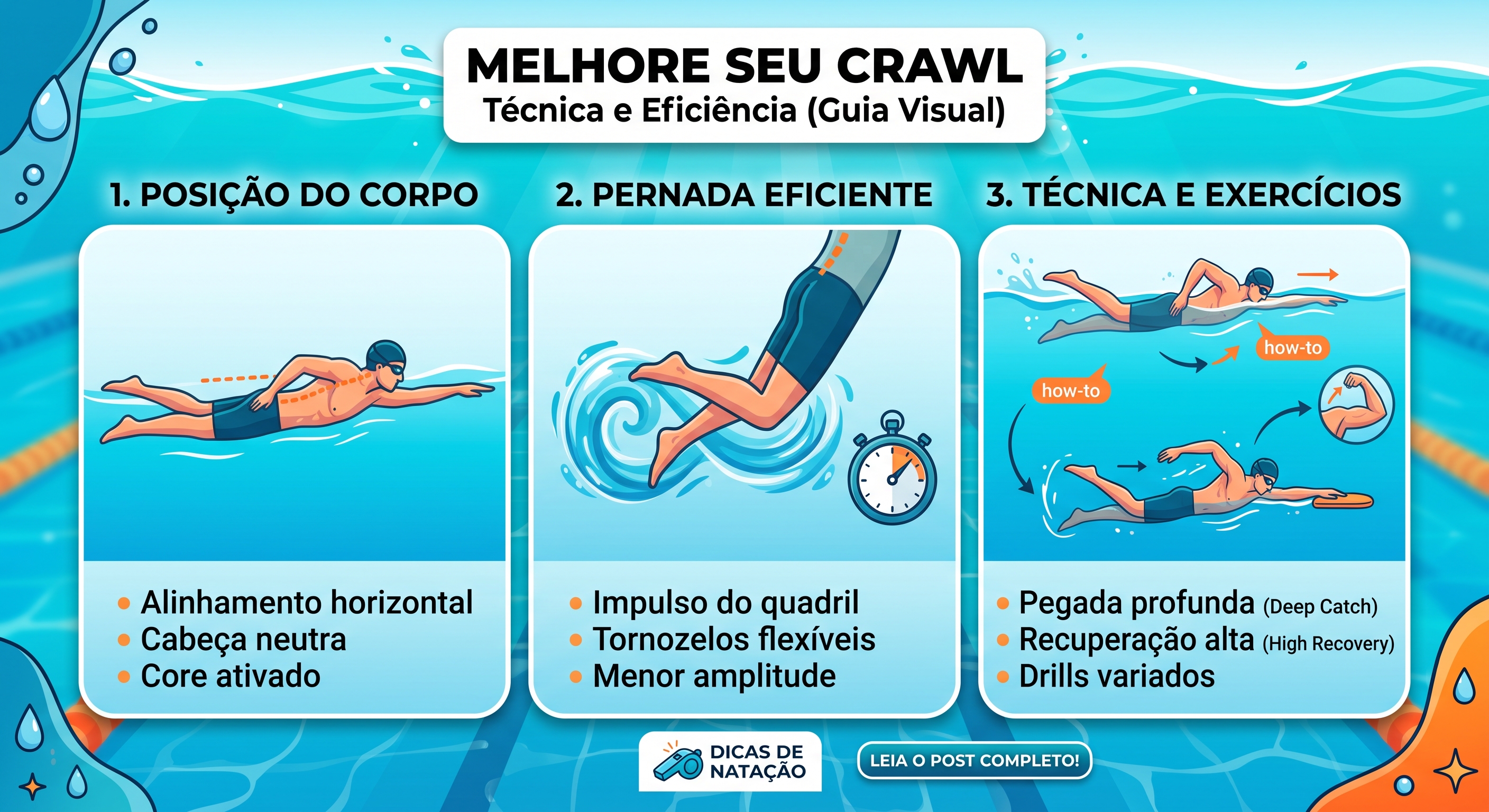 Técnica do Crawl: Posição do Corpo e Pernada