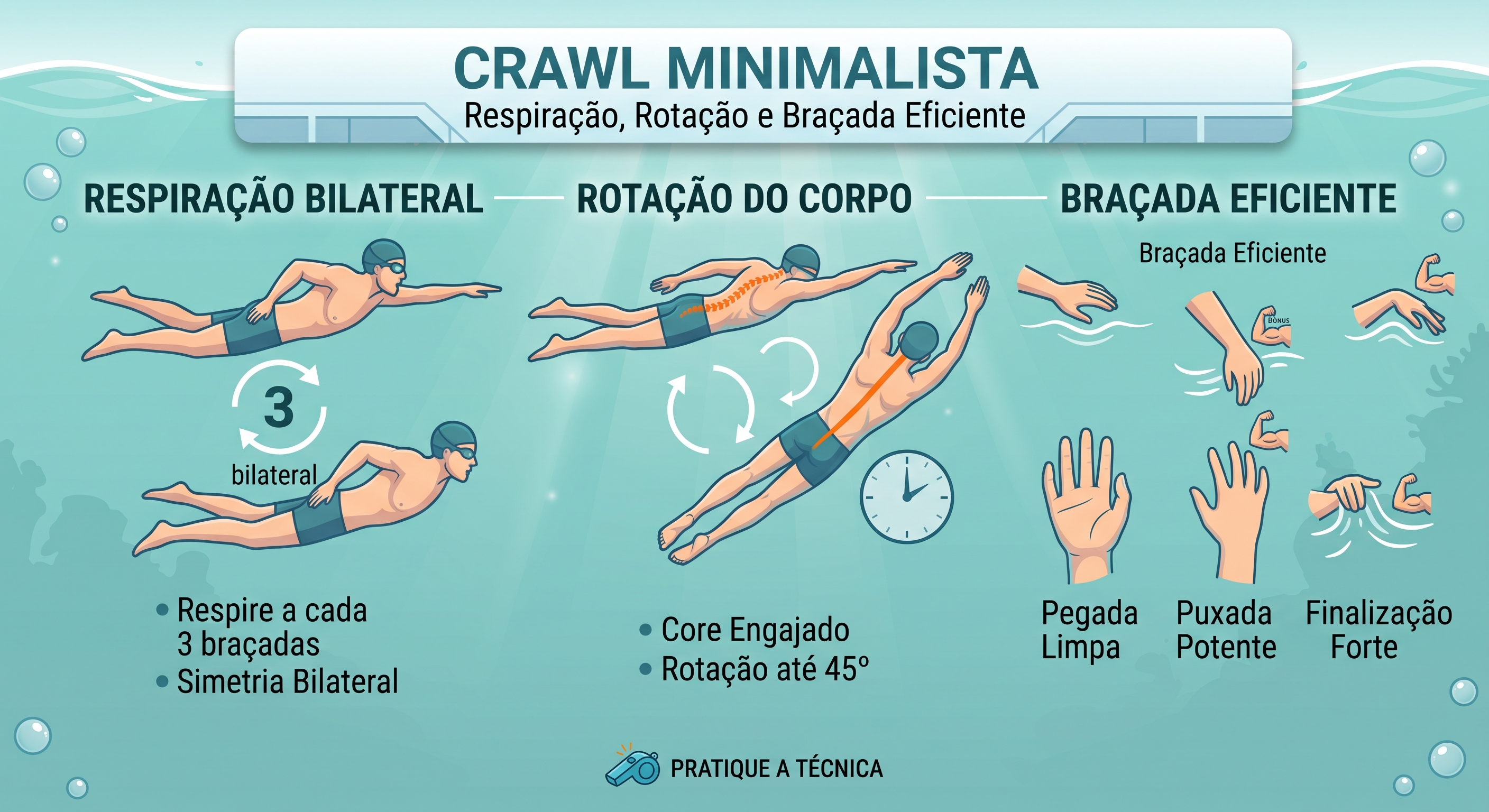Respiração e Braçada no Crawl: Exercícios Práticos